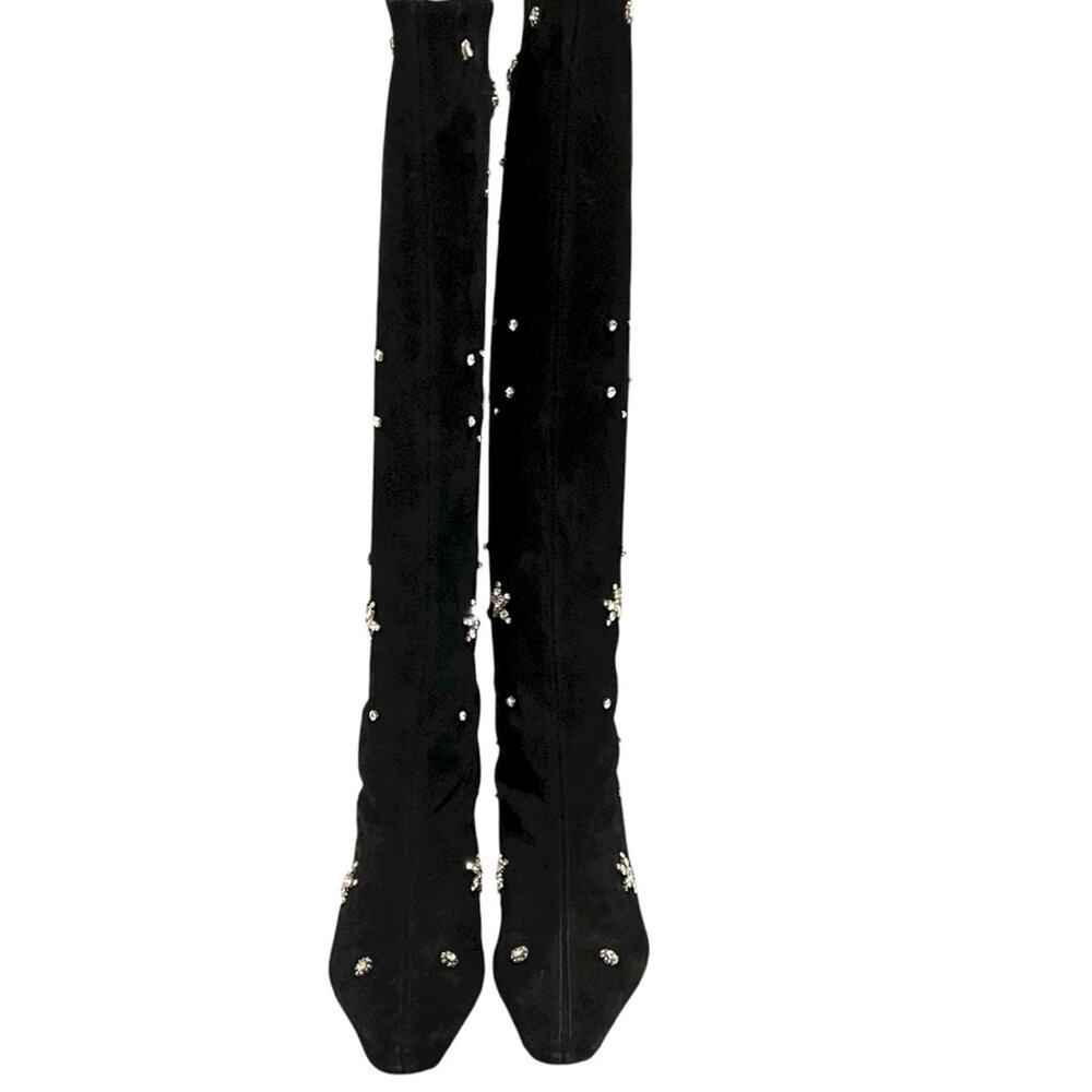 STAUD Wally Black Suede Knee High Boots in Starry Night Embellished - Picture 5 of 10